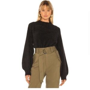 Bardot Women’s Fluffy Balloon Sleeve Sweater in Black  Size Small